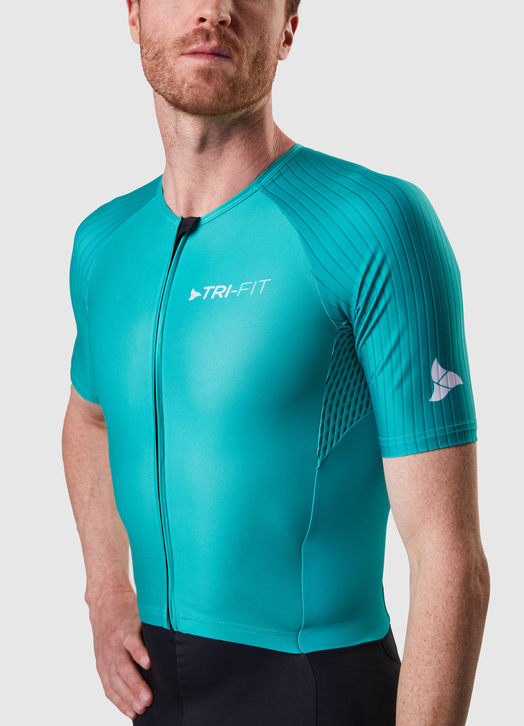 Man wearing TRI-FIT EVO NEXT GEN triathlon suit on a white background