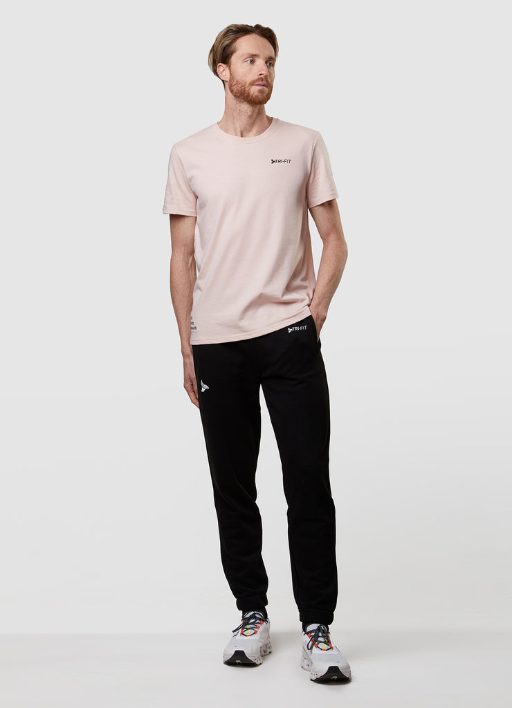 Man wearing TRI-FIT Casualwear duty pink cotton T-Shirt.